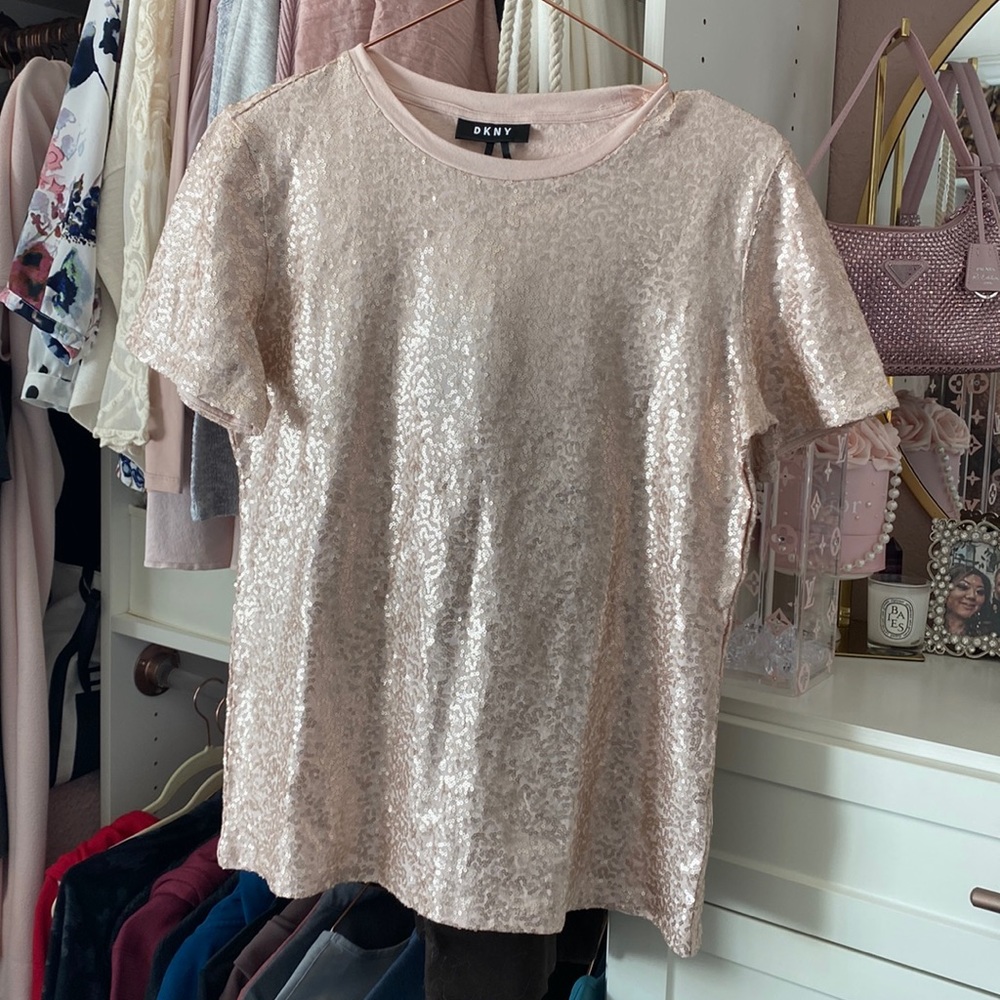 DKNY rose gold sequined top